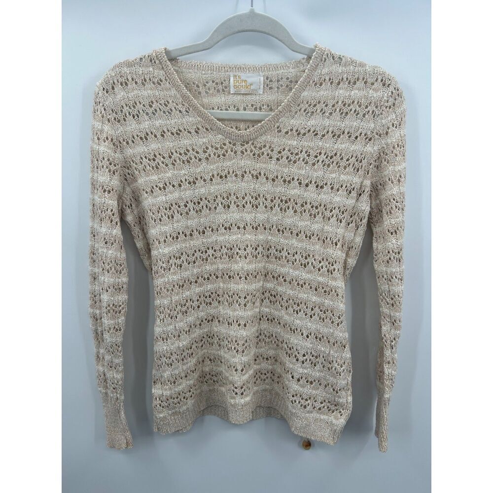 Vintage 70s Open Knit Sweater Pullover Academia Old Money Pullover S/M